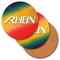 4" Round Coaster w/ 3D Lenticular Changing Colors Effects - Yellow/Red/Green (Imprinted)
